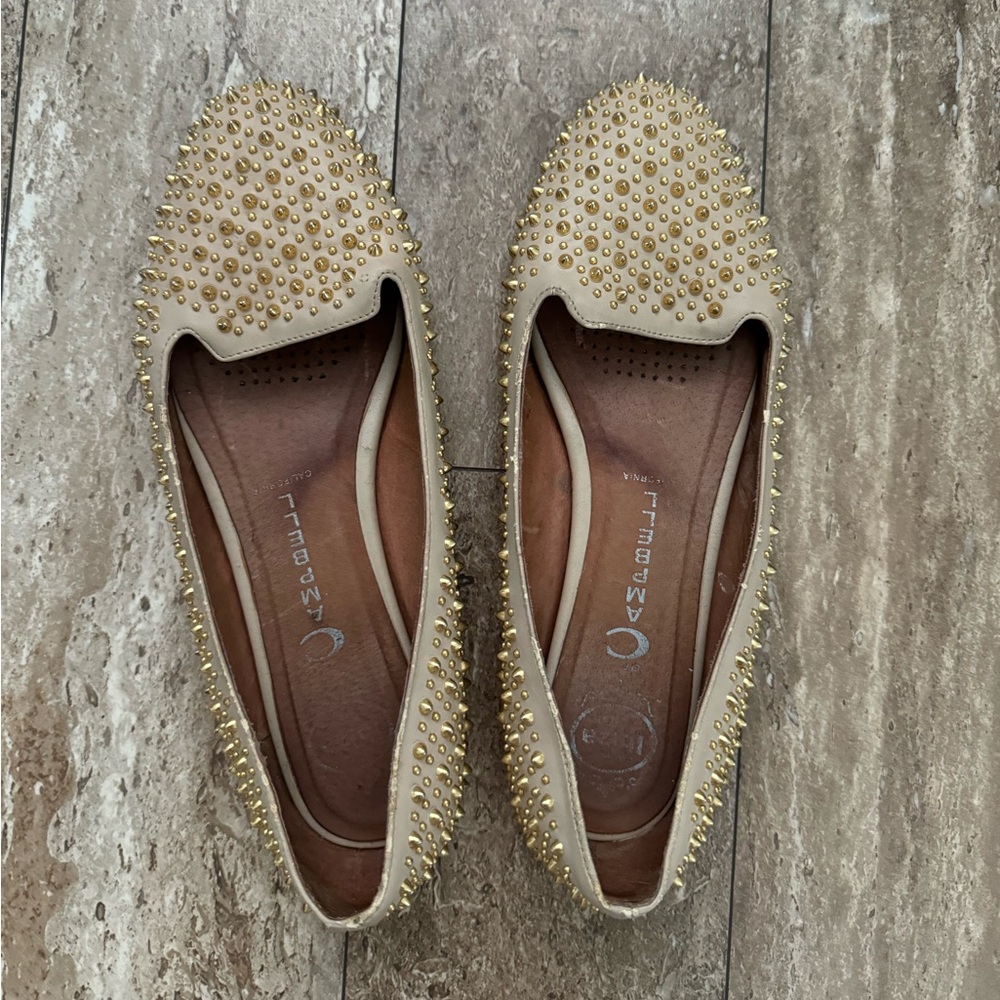 Jeffrey Campbell Martini Spiked Loafers Cream in size 7